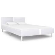 vidaXL Sängram utan madrass vit läderimitation 135x190 cm