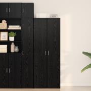 vidaXL Högskåp Svart Ek 70x42.5x185 cm Konstruerat trä
