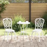 vidaXL 3-delars Trädgårds Bistro Set Vit Gjuten Aluminium