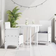 vidaXL Trädgårdsstolar med kuddar 2 st Vit Poly Rattan