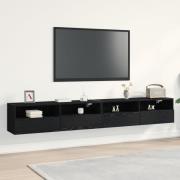 vidaXL TV-väggskåp 2 st svart ek 100x30x30 cm konstruerat trä