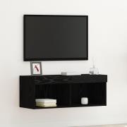 vidaXL TV-väggskåp med LED-lampor svart ek 80x30x30 cm