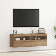 vidaXL TV-väggskåp med LED-lampor 2 st artisan ek 60x30x40 cm