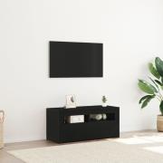 vidaXL TV-bänk med LED svart ek 90x35x40 cm konstruerat trä