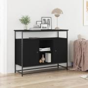 vidaXL Sideboard svart ek 100x35x80 cm konstruerat trä och stål