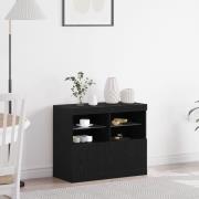 vidaXL Sideboard med LED-lampor svart ek 81x37x67 cm
