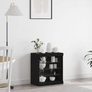 vidaXL Sideboard med LED-lampor svart ek 60,5x37x67 cm