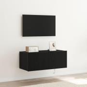 vidaXL TV-väggskåp med LED-lampor svart ek 80x35x31 cm