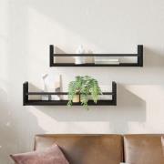 vidaXL Vägghyllor 2 st Svart Ek 60x16x14 cm Ingenjörsträ