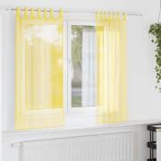 vidaXL Voile gardiner med stångfickor 2 st gul