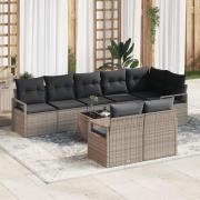 vidaXL 8-delars trädgårdssoffasett med kuddar svart poly rattan, vidaX...