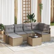 vidaXL 7-delade trädgårdssoffset med kuddar svart poly rattan, vidaXL ...