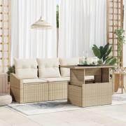 vidaXL 5-delat trädgårdsofa set med kuddar beige polyrotting