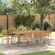 vidaXL 9-delars Trädgårdsmatsals-set Grå Poly Rattan Akacia, vidaXL St...