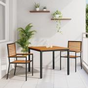 vidaXL 3 Delar Trädgårdsmatsalsset Svart Poly Rattan Akacia, vidaXL St...