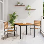 vidaXL 3-dels trädgårdsmatsalsset grå poly-rattan akacia, vidaXL stape...