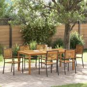 vidaXL 7-delat Trädgårdsmöbelset Svart Poly Rattan Akacia, vidaXL Stap...