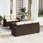 vidaXL 6-delat trädgårdsofalset med kuddar Brun Poly Rattan, vidaXL 2-...