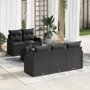 vidaXL 6-delars Trädgårdsoffaset med Kuddar Svart Poly Rattan, vidaXL ...