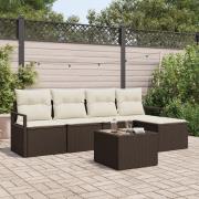 vidaXL 5-delars trädgårdsoffset med kuddar grå poly rattan, vidaXL 2-s...