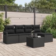 vidaXL 6-delat trädgårdsoffset med kuddar, beige poly rattan, vidaXL 2...