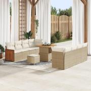 vidaXL 11-delat Trädgårdsoffaset med Kuddar Beige Poly Rattan Akacia, ...