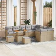 vidaXL 12-delad trädgårdsoffset med kuddar beige poly rattan akacia, v...