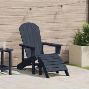 vidaXL Adirondack-stol med fotstöd Marinblå HDPE