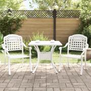 vidaXL 3-delars Trädgård Bistro Set Vit Gjuten Aluminium