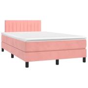 vidaXL Ramsäng med madrass & LED rosa 120x190 cm sammet