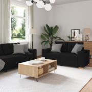 vidaXL Soffa 3+2+1 med dynor i svart tyg