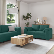 vidaXL Soffa 3+2+1 med dynor i mörkgrönt tyg