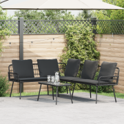 vidaXL Bistro-set med dynor 2 delar svart konstrotting