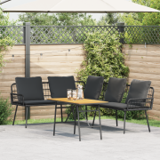 vidaXL Bistro-set med dynor 2 delar svart konstrotting