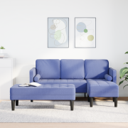 vidaXL 2 delars soffset med kuddar Jeans blå tyg