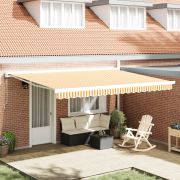 vidaXL Automatisk Uttagsbar Markis Orange och Vit 450x300 cm