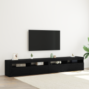 vidaXL TV-bänkar 2 st med LED-lampor i svart ek och konstruerat trä