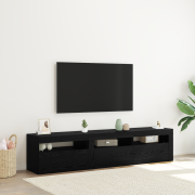 vidaXL TV-bänkar 2 st med LED-lampor Svart ek Konstruerat trä