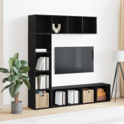 vidaXL Bokhyllor 3 st Svart Ek 36x30x143 cm Konstruerat Trä