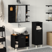 vidaXL 3-delars badrumsfurniture set i svart ekkonstruerat trä
