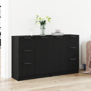 vidaXL Sideboards 2 st Svart Eken 60x30x70 cm Konstruerat trä