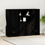 vidaXL Högskåp Svart Ek 132x35,5x103,5 cm Konstruerat Trä
