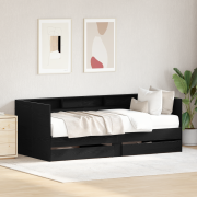 vidaXL Svart Dagbädd med Lådor Svart ek Konstruerat trä 75 x 190 cm