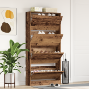 vidaXL Skåp för skor Gammalt trä Konstruerat trä 80 x 21 x 163.5 cm