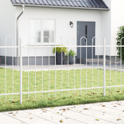 vidaXL Trädgårdsstängsel med Hoop-top Vit 5,1x0,8 m Stål
