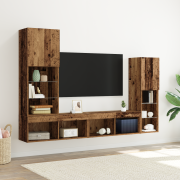 vidaXL TV-skåp med LED-lampor Väderbiten trä 40.5x30x102 cm