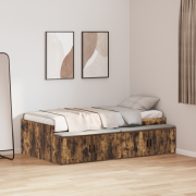 vidaXL Förvaringssängram Rökt Ek 90x200 cm