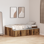 vidaXL Förvaringssängram Gammalt trä 80x200 cm
