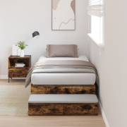 vidaXL Förvaringssängram Rökt Ek 75x190 cm
