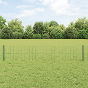 vidaXL Eurostaket med 11 U-stolpar Grön 0,4x25 m Stål